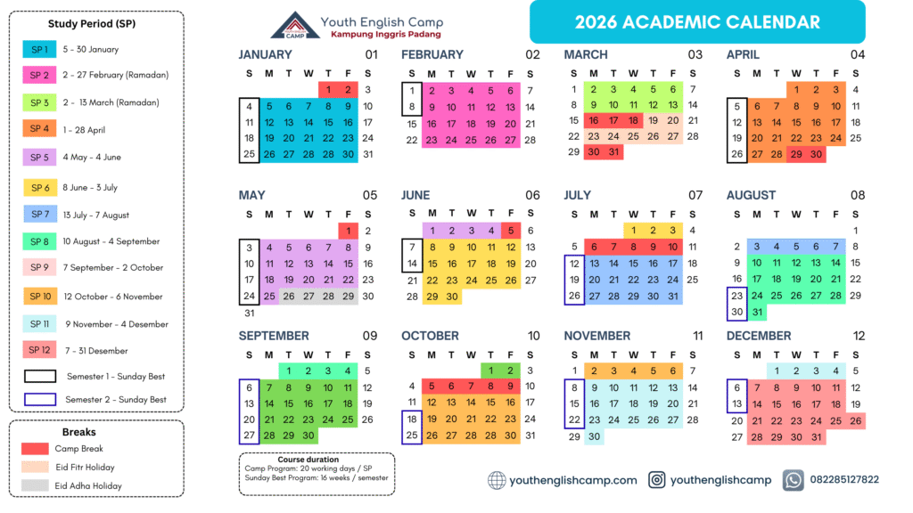 YEC kalendar akademis 2026